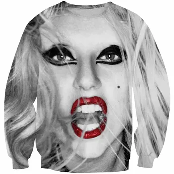 

2017 NEW FASHION MEN AND WOMEN GAGA's Red lips Sweat shirts Pullovers Autumn Tracksuit Streetwear Winter Loose Thin Hoody Top