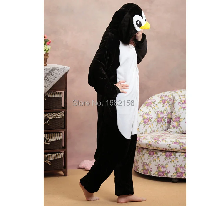 Kigurumi-Pijama de pingüino negro, disfraz de fiesta de Cosplay