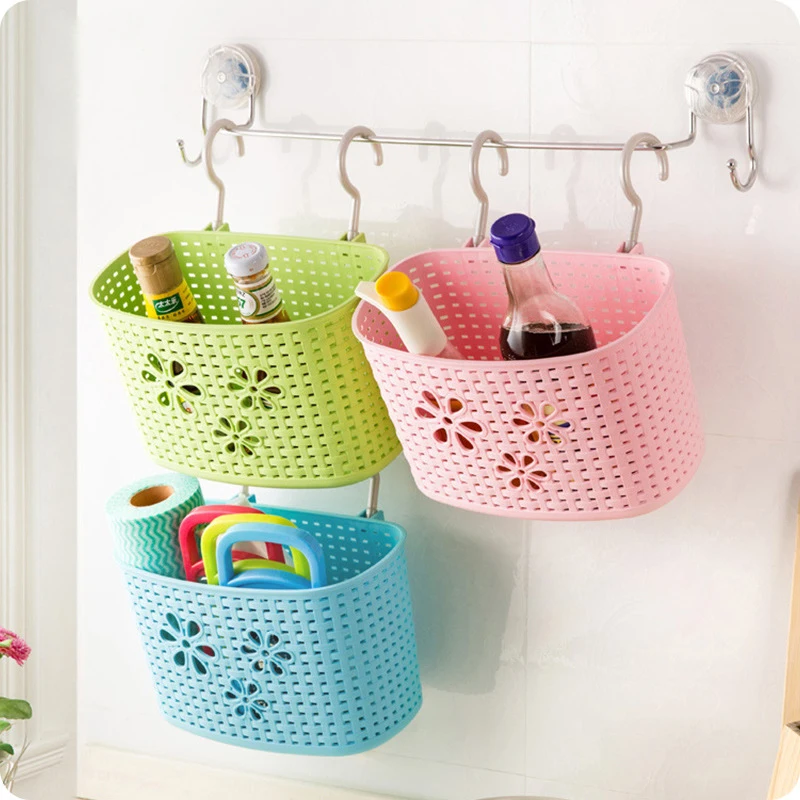 Mini Desk Plastic Basket Bathroom Hanging Rack Kitchen Supplies ...