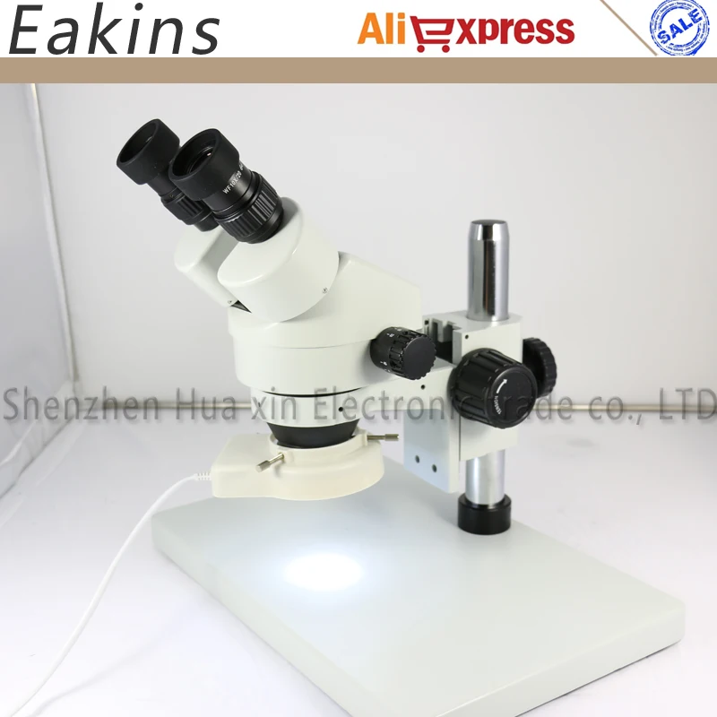 Binocular stereo microscope Industrial microscope 7~45X Continuous zoom with big size metal stand adjustable LED lights