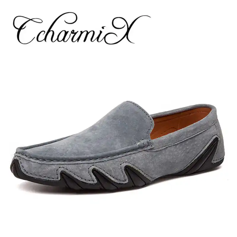 

CcharmiX Summer Walking Breathable Casual Shoes New Fashion Moccasins Men Loafers Suede Leather Mens Driving Boat Shoes Big Size