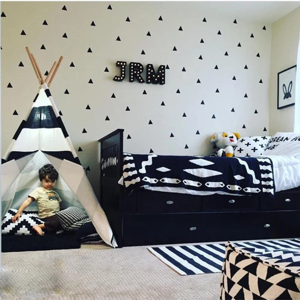 Cartoon Triangles Wall Sticker Kids Room Nursery Nordic Triangles Pattern Wall Decal Bedroom Playroom Classroom Vinyl Decor (2)