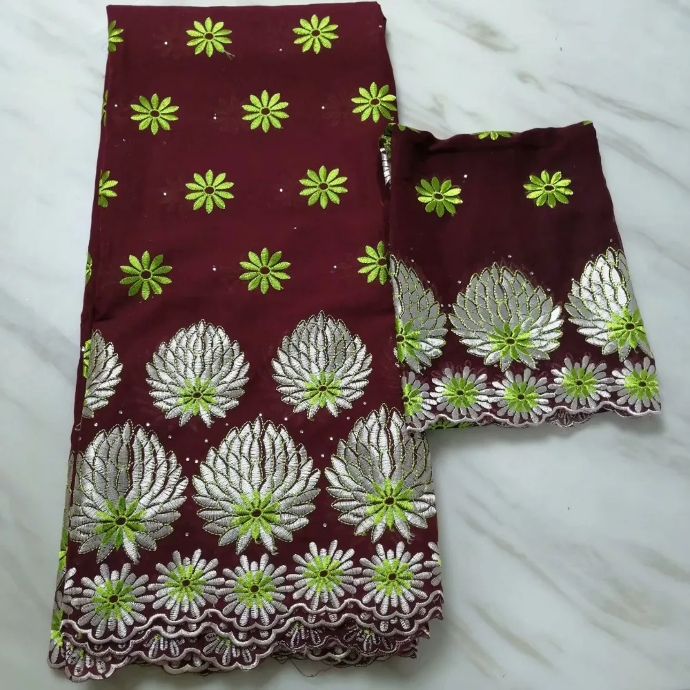 Wine Color Swiss Voile Lace In Switzerland Newest Cotton Fabric With Plenty Stones African Materials For Wedding 5+2Y | Дом и сад
