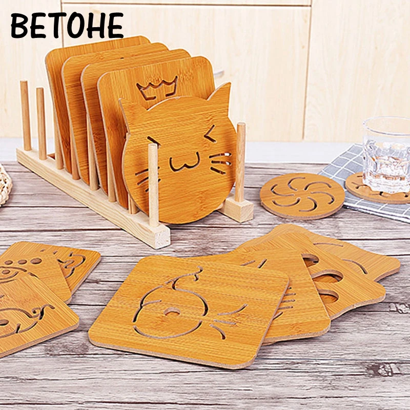 

BETOHE 6 Inch Bamboo Heat Resistant Trivet Mat Hot Pot Holder Teapot Trivet Pad Coaster Table Placemat Coffee Tea Cup Holder