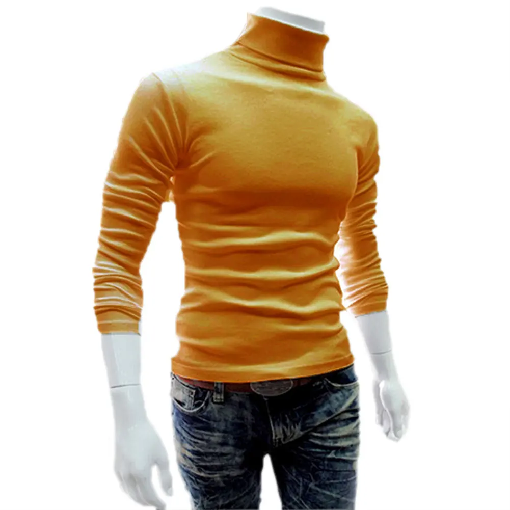 

Casual Men Long Sleeve Knitwear Autumn Winter Turtle Neck Slim Fit Basic Pullover Tops FDC99