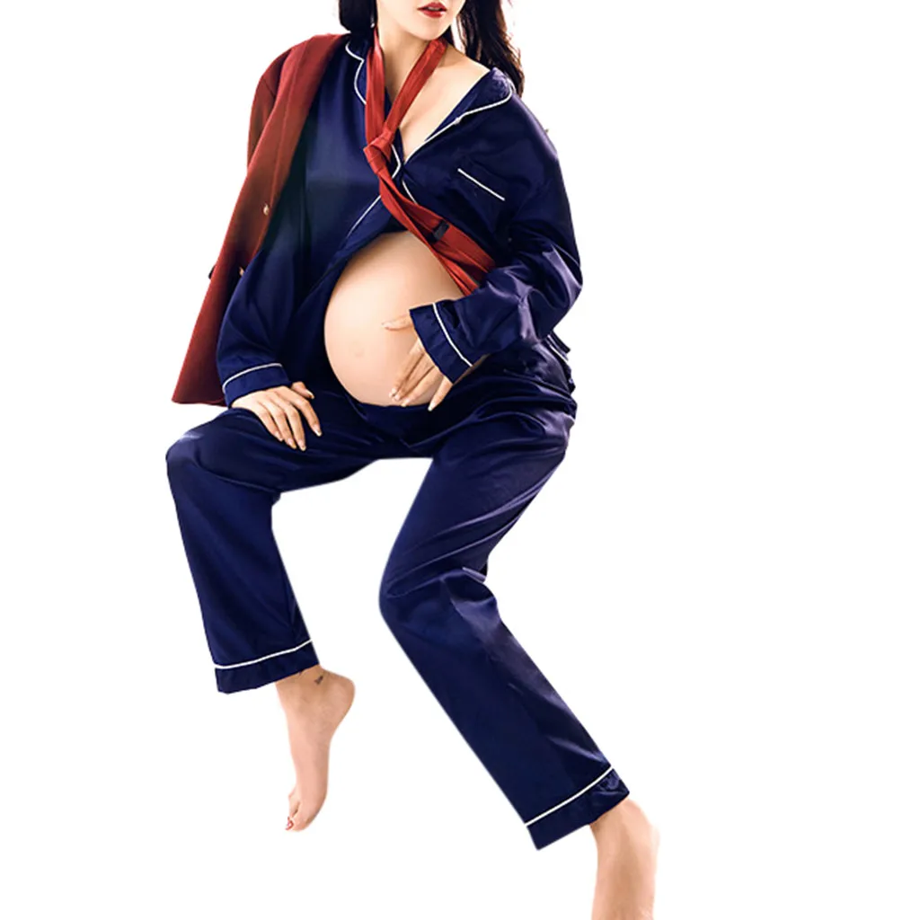 Осенне-зимние женские пижамные комплекты для беременных, комплекты для фотосъемки, топы с длинными рукавами и штаны, комплект для сна, домашняя одежда# g4