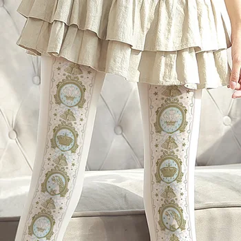 

Spring and Summer 2019 New Pantyhose Lolita Wind Girl Retro Velvet Bottom Trousers Printed Silk Socks Wholesale R-L5