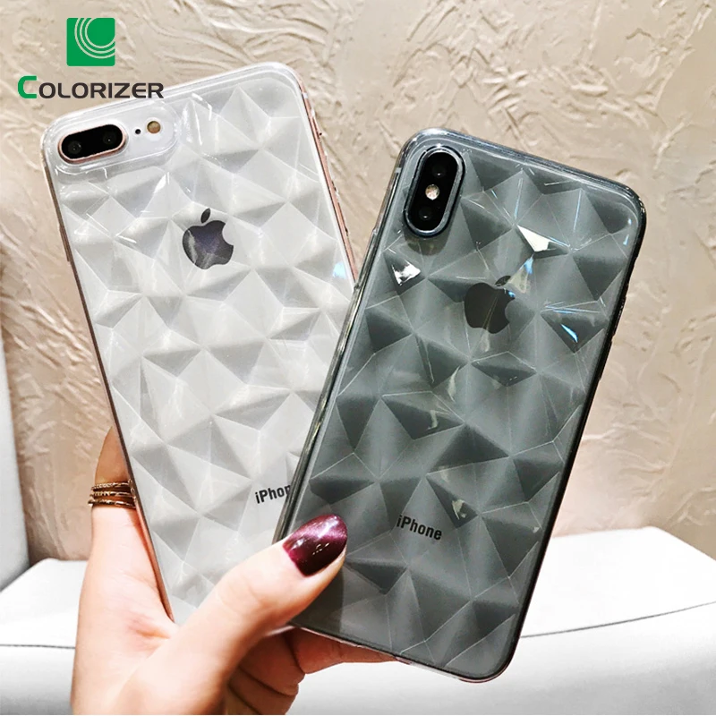 Diamond Texture Case For iPhone X XS MAX XR Soft Phone Cover For iPhone 6 6s 7 8 Plus Luxury Transparent Cases Ultra Thin Coque