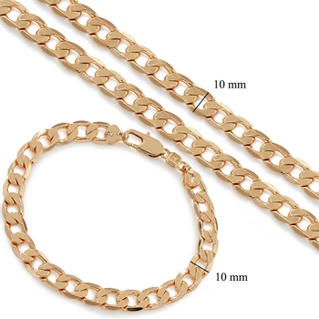 

MxGxFam Necklace and Bracelet Jewelry set for Men Heavy Big Gold Color Length 60cm 19cm 10mm width with Environmental Copper
