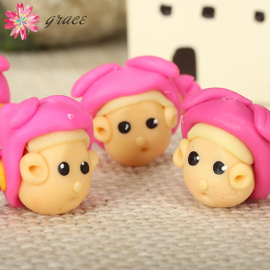 

8pc/lots 20mm Clay Handmade Small Little Dolls Figure Toy Beads For Diy Mobile Phone Chain Car Pendant Ornaments Craft Accessory
