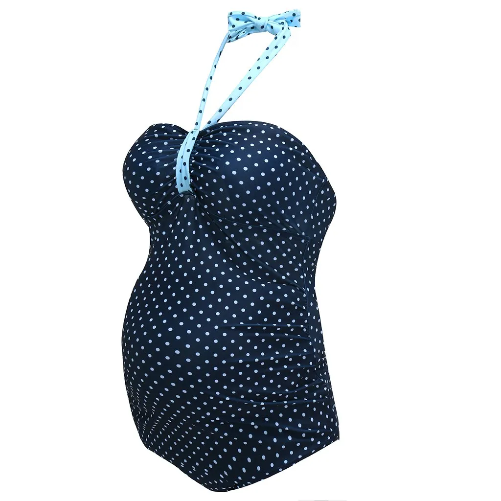 Пикантные летние Для женщин синий в горошек цельный купальник принт Разделение бикини для беременных купальный костюм для беременных женское танкини L502