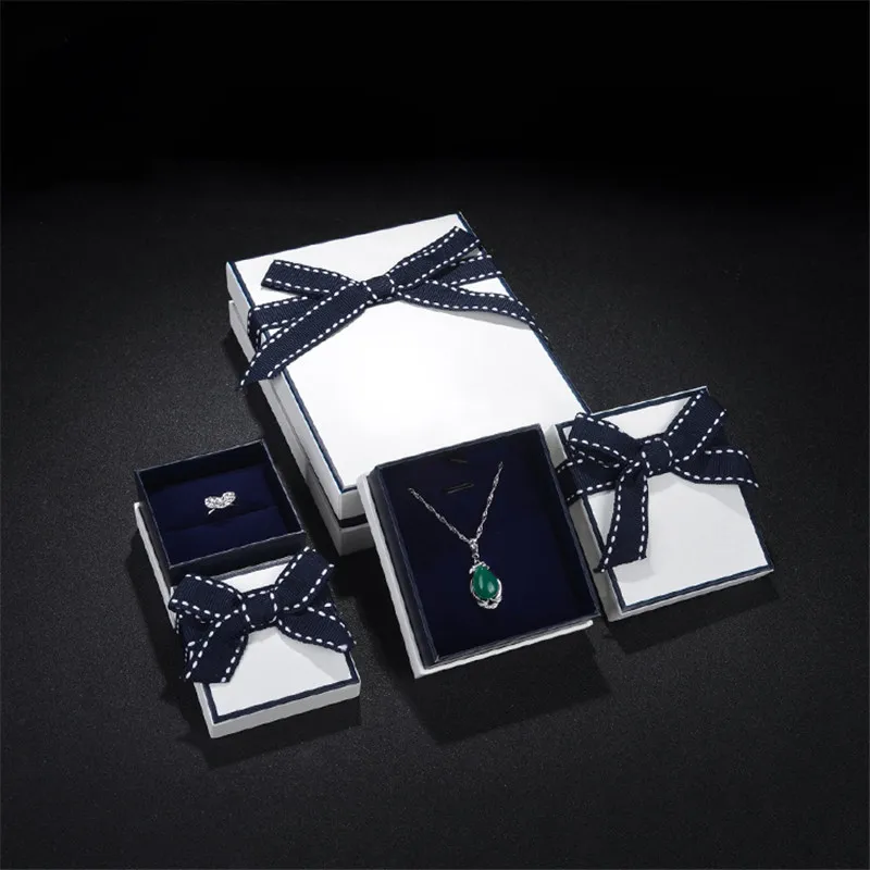 

10pcs/set jewelry Box with Blue Bow The Ring / Pendant / Bracelet And long Bracelet paper case More than 100pcs discounts