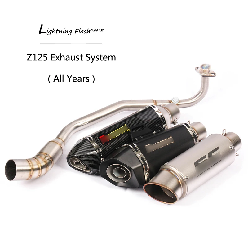 

Exhaust System for Kawasaki Z125 Z125 Pro Motorcycle Header Link Pipe Slip On 51 mm Muffler Rear Escape Removable Db Killer Tips