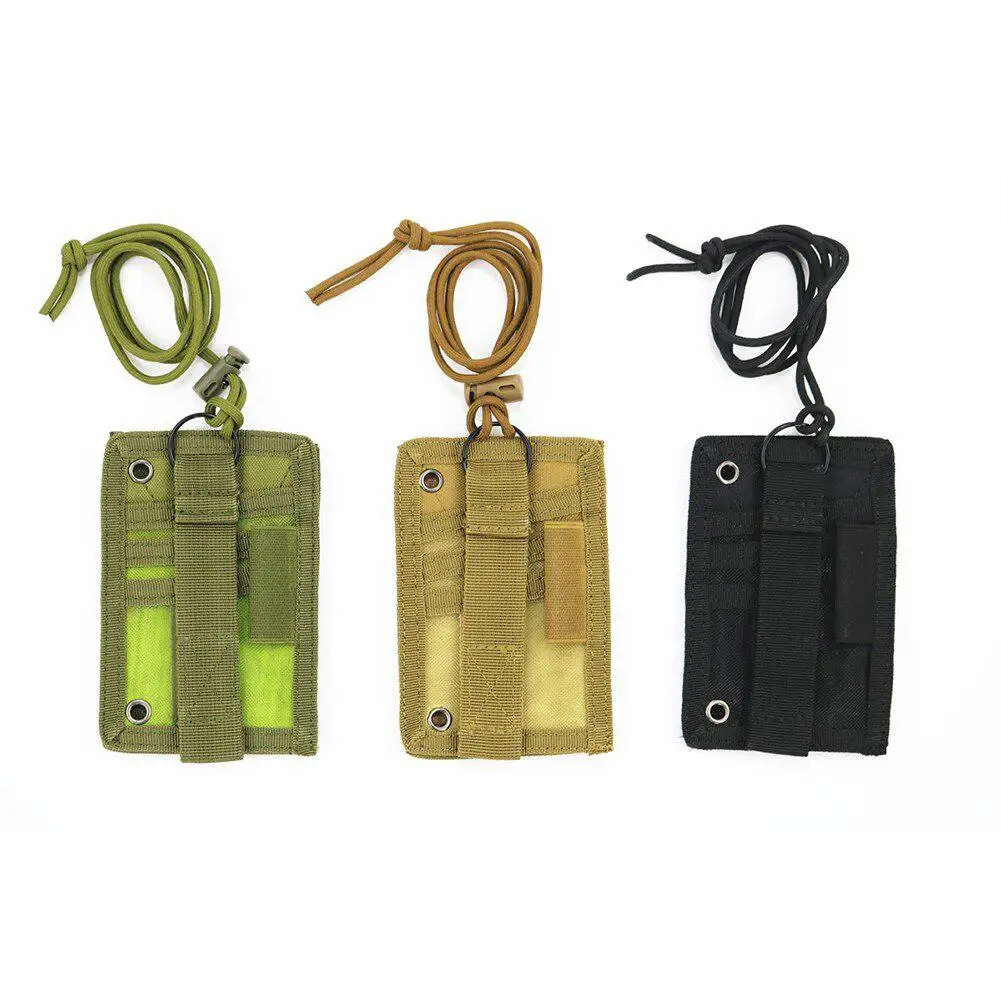

Outdoor Id Card Holder Card bag Neck Lanyard Key Ring Pouch Adjustable Loop Patch Document Carrying Tool for Camping Hiking