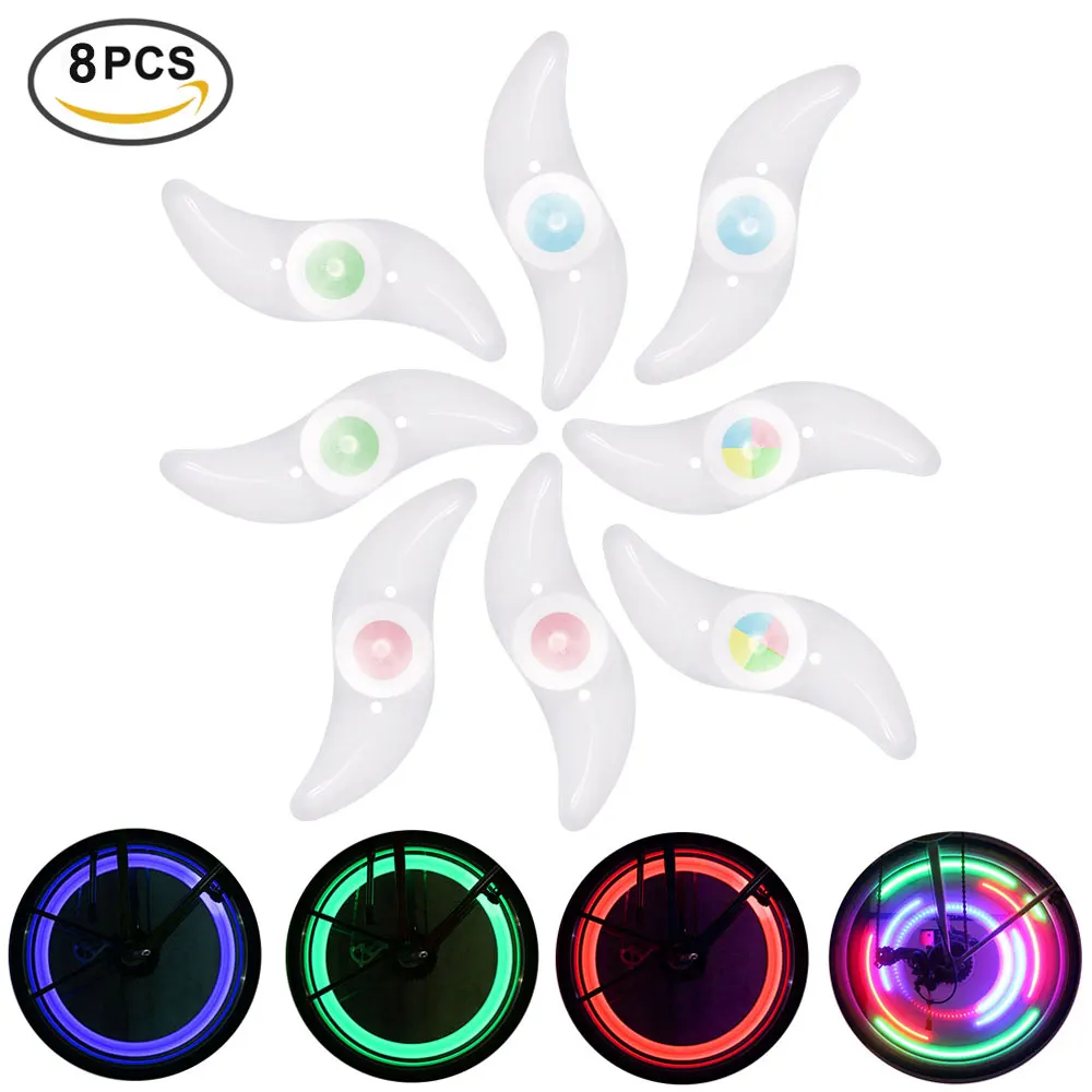 8Pcs Bicycle Led Wheel Lights for Spokes Cycling Bike Waterproof Willow Wheel Wire Light Mountain Bike Night Riding Cycling Lamp (1)