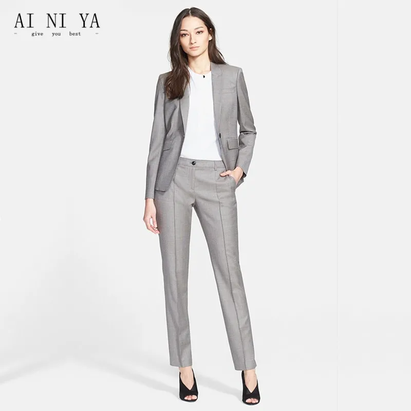 Pantalon traje gris mujer Clearance