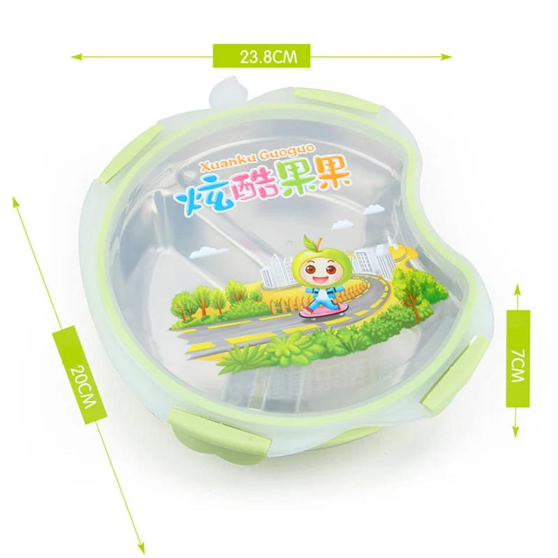 Creative Apple Shape Cute Cartoon 304 Stainless Steel Bento Lunch Box For School Kid Gift Portable Food Container Japanese Style