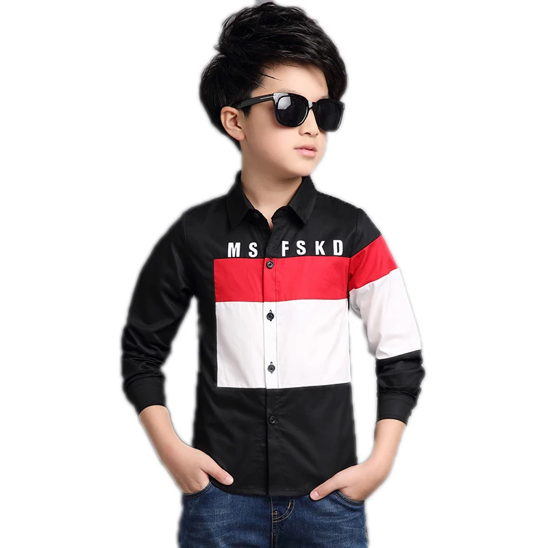 

2018 Spring Kids Clothes Brand Shirts For Boys long sleeve boys shirtsClothing Children Tops Letter School Boys Blouses 4-11T
