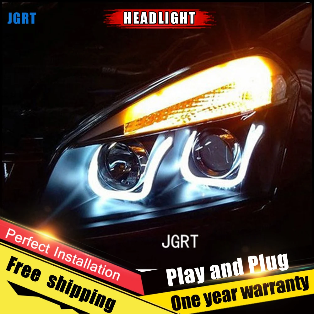 Автомобильный Стиль светодиодный фары для Nissan Qashqai 10 13 налобный фонарь DRL