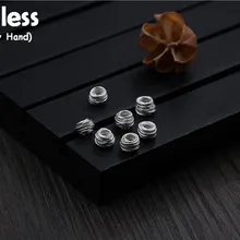 Uglyless Real S925 Sterling Silver Lines Twist Beading Accessories Jewelry DIY Spacer Beads MINI Handmade Knitted Weave Findings