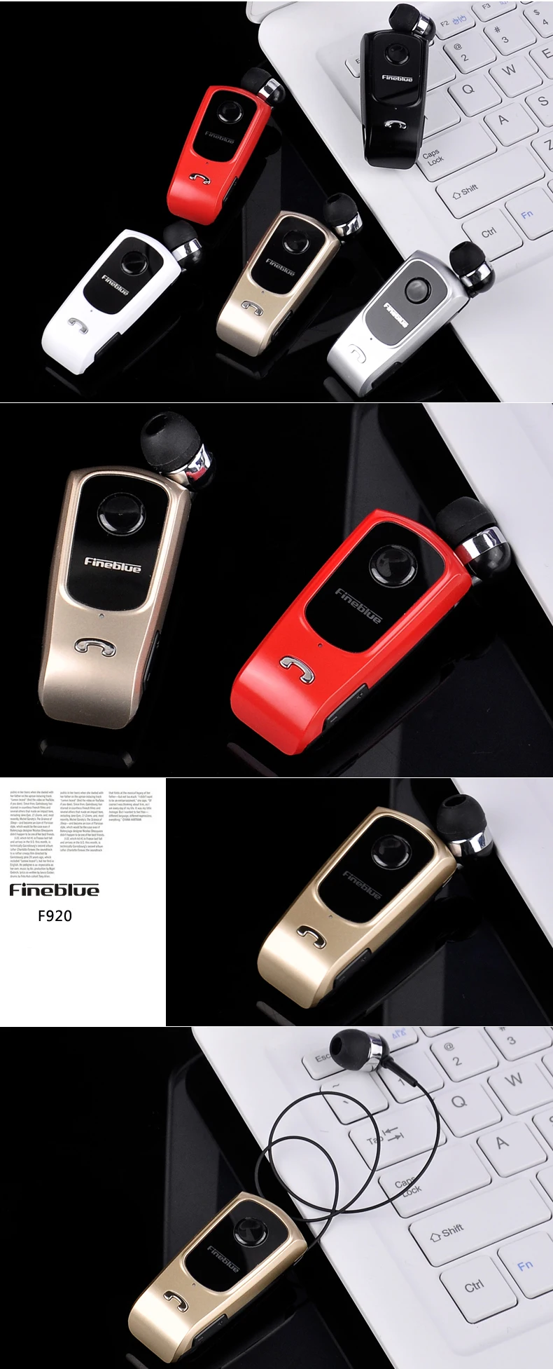 FineBlue F920 мини bluetooth-гарнитура, напоминающая вибрацию, износ, зажим, спортивные наушники для бега, для телефона