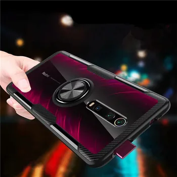 Перейти на Алиэкспресс и купить Для Xiao mi 9 T mi 9 T Pro Чехол для телефона кольцо прозрачное бесцветное стекло задняя крышка для красного mi K20 Pro Автомобильный держатель Стенд Чех...