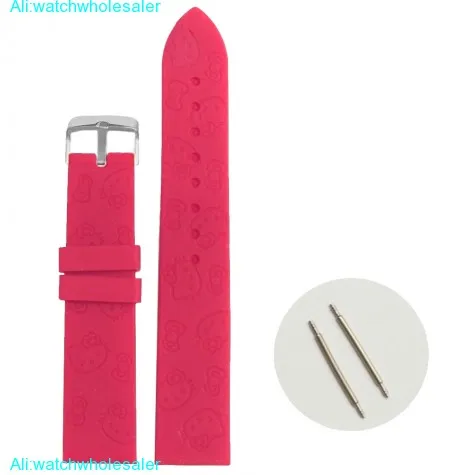 20mm Deep Pink Cartoon Silicone Jelly Rubber Lady Watch Band Straps WB1086M20JB