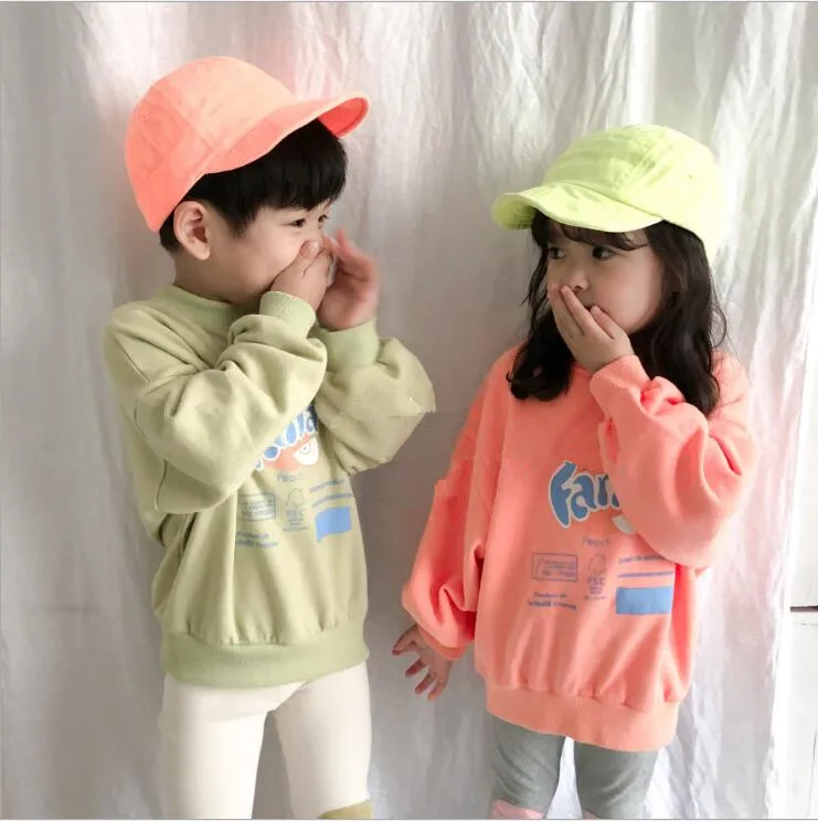 

2019 Korea style girls boys t-shirt cotton full sleeve fashion autumn kids sweatshirt 2-8t HU543