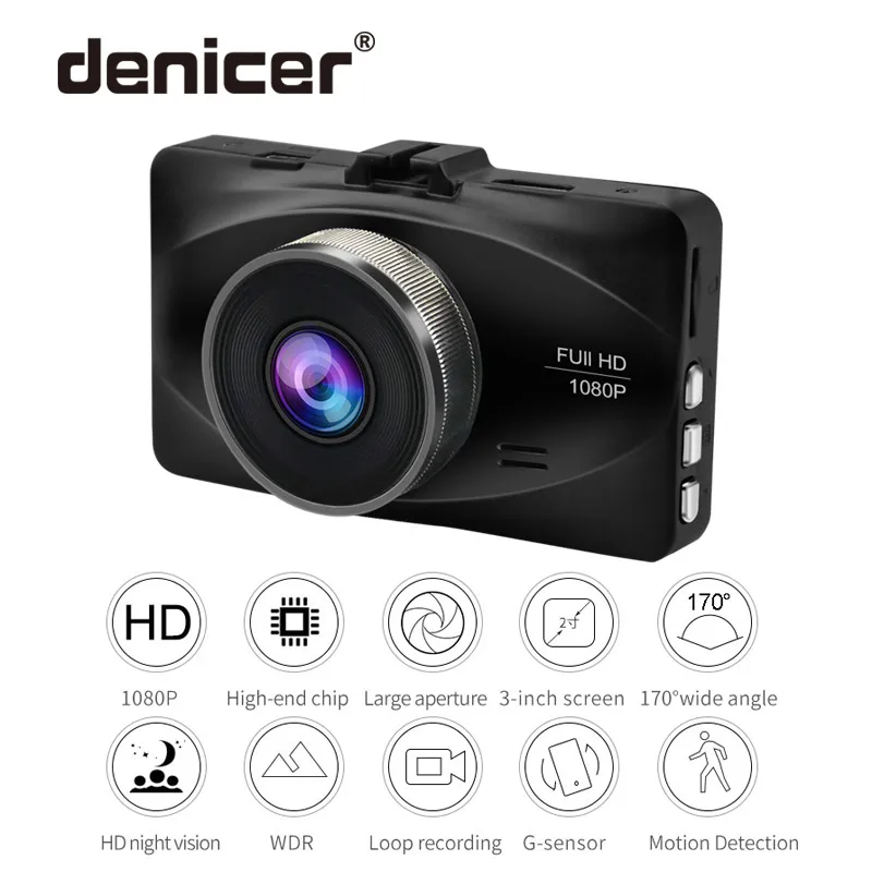 Denicer 3 дюймов ЖК-дисплей тире экшн-камера DVR(устройство цифровой записи Full HD 1920x1080P Разрешение Автомобильный видео Регистраторы тире Камера регистратор 170 градусов Широкий формат