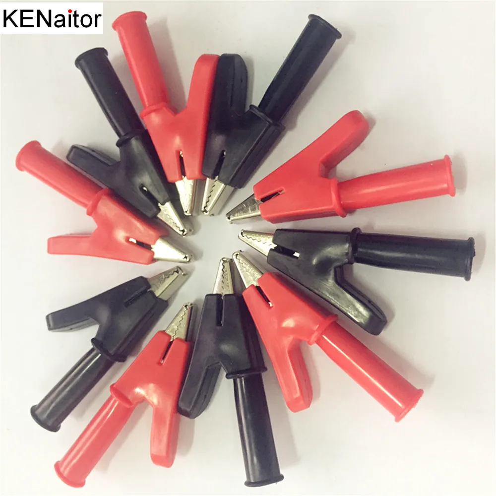 

FS Alligator Clip crocodile electrical Clamp hot DIY 10PCS Metal 15A FOR Testing Probe Meter 55MM Black and red Plastic Boot