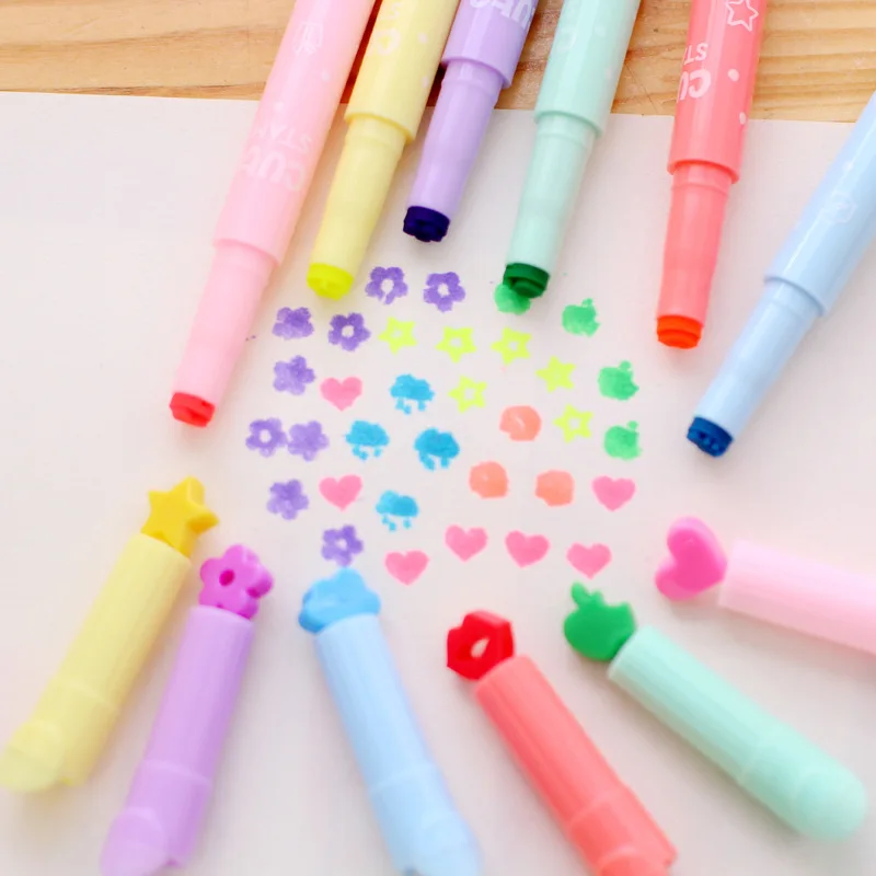 

Colored Marker Pen Cute Stamp Candy Color Highlighter Pens Permanent Markers