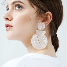 AOMU преувеличенный индивидуальный геометрический дизайн, округлый, Круглый Треугольник длинные серьги-гвоздики сексуальные красные акриловые серьги для женщин для ночного клуба