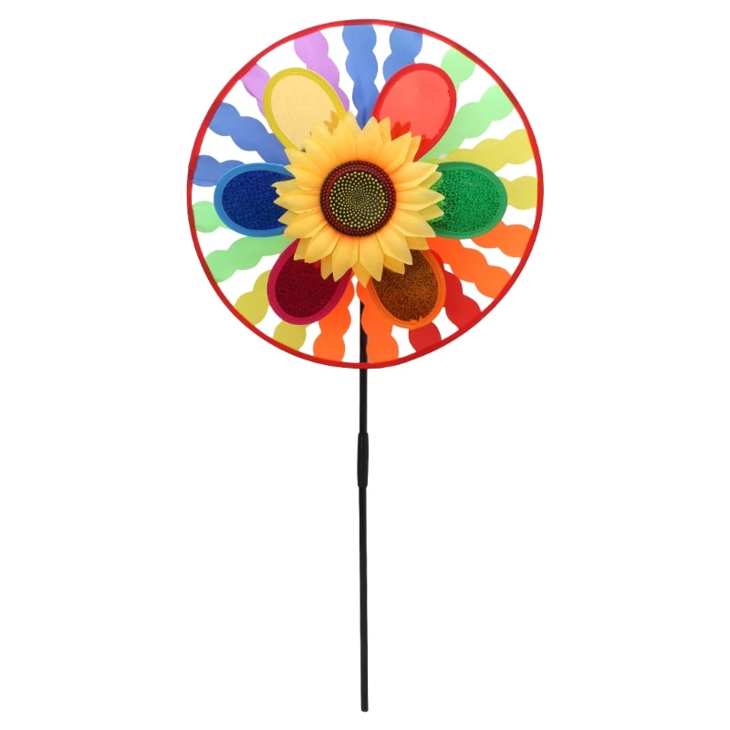 Sunflower Windmill Wind Spinner Sequins Whirligig Wheel Home Yard Party