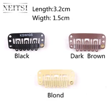 Волосы Neitsi, 3,2 см 100 шт./упак. U Форма зажимы из нержавеющей стали для волос защелкивающиеся зажимы для перьевая клипса в наращивание волос, парики утка 3 цвета