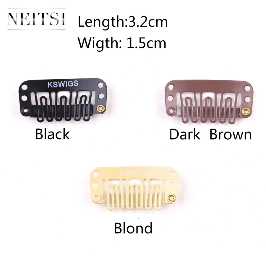 

Neitsi 3.2cm 100pcs/pack U Shape Clips Stainless Steel Hair Snap Clips for Feather Clip In Hair Extensions Wigs Weft 3 Colors