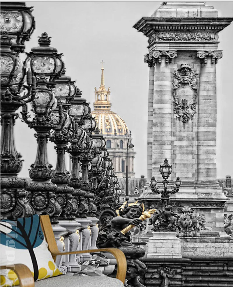 The custom 3D murals Classic black and white European style architecture living room sofa TV wall bedroom paper | Обустройство дома