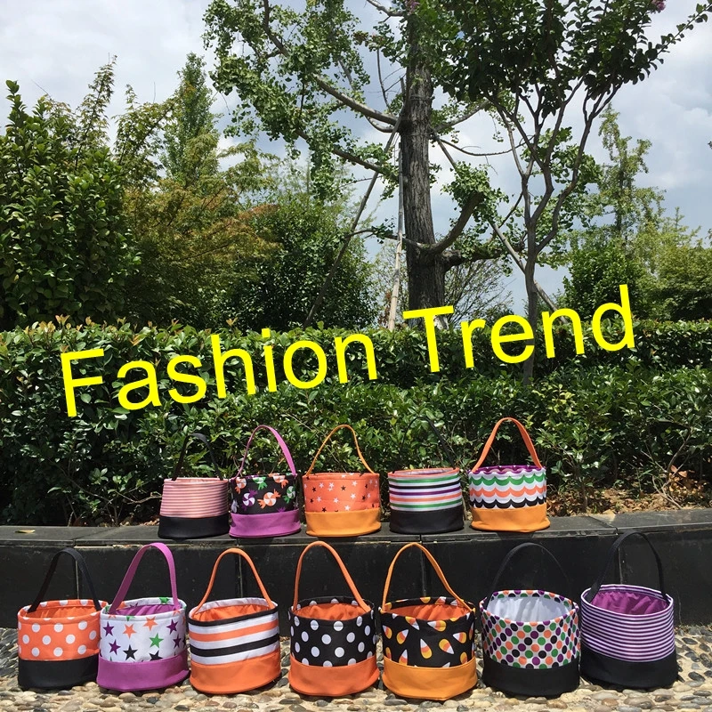 

20pcs/lot Wholesale Personality Halloween Bucket kids treat or trick bag monogram halloween gift bucket halloween sack tote