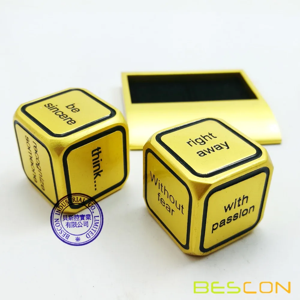 Bescon промо мотивационные твердые металлические кости набор, 2 шт мотивационные настольные металлические кости набор один дюйм D6 матовый золотой