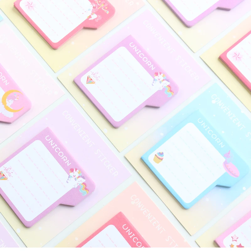 

Domikee candy kawaii Korea unicorn pattern school self-adhesive memo pad tabs stationery,student sticky note pad for kids.4packs