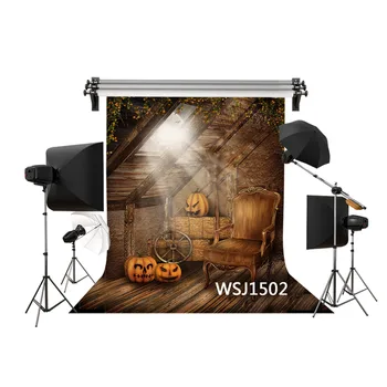 

LB Polyester & Vinyl Halloween Pumpkin lantern in the attic Old sofa Studio Backgrounds For Photo Studio Photography Backdrops