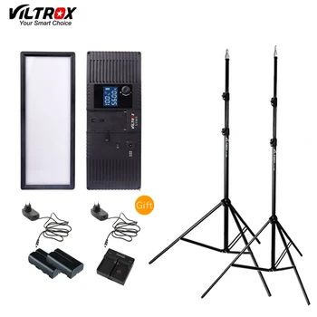 

Viltrox L132T Bi-Color Dimmable LED Video Light x2 +2x Light Stand +AC Adapter + battery charger for DSLR Camera Studio lighting