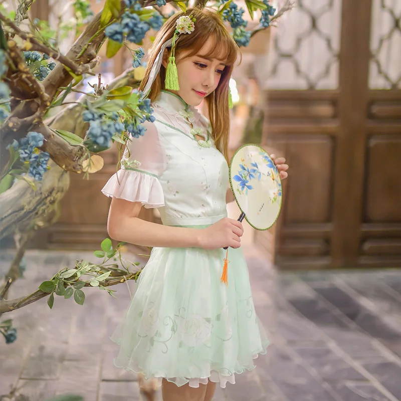 Женское кружевное платье Ципао в стиле Лолита с коротким рукавом|lolita dress|sweet lolita