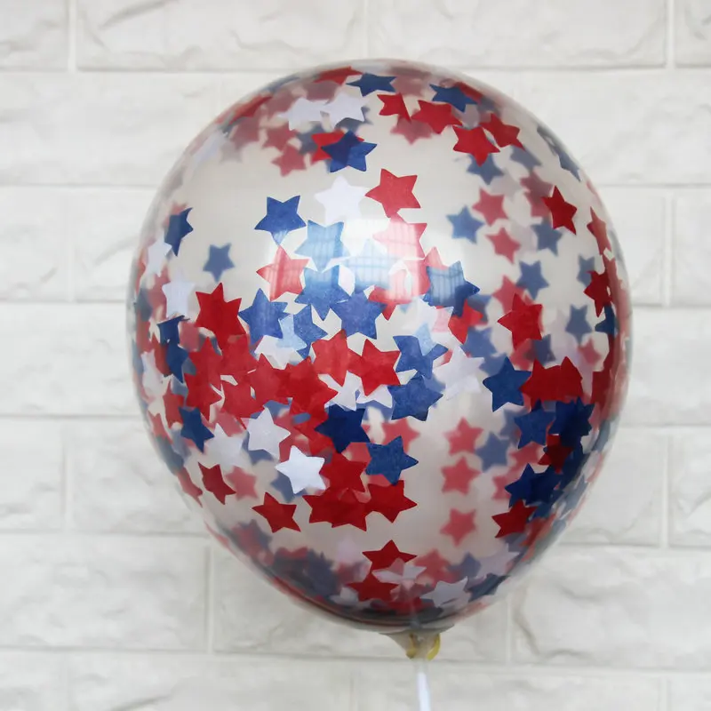 Red White and Blue Stars Confetti Filled Balloons Birthday Party Photo Prop Fourth of July 4th | Дом и сад