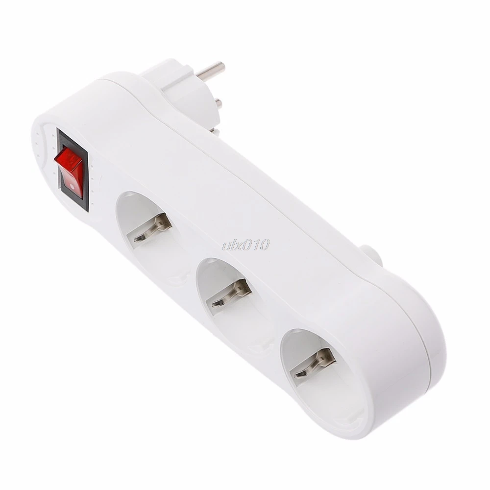 

European Type Conversion Plug 1 TO 3 Way EU Standard Power Adapter Socket With Neon Indicator 16A Travel Plugs July DropShip