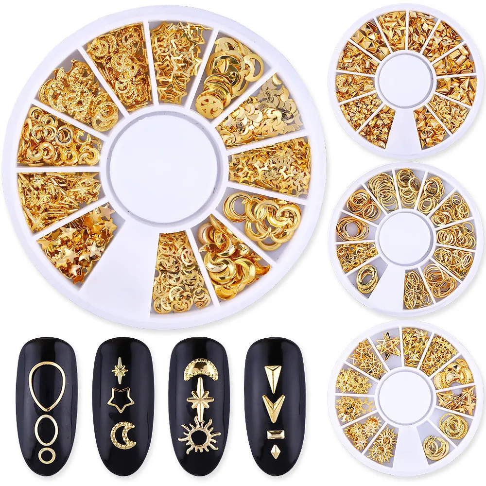 

Ocean Nail Art Studs Gold Charms Summer Sea Metal Alloy Rivets Shell Starfish 3D Hollow Star Punk Animal Sparkly Manicure #P