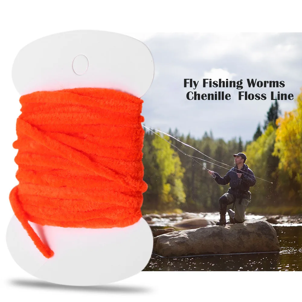 3.0m Fishing Flies Tying Body Material Fly Fishing Worms Chenille Floss Line Thread Woolly Fly