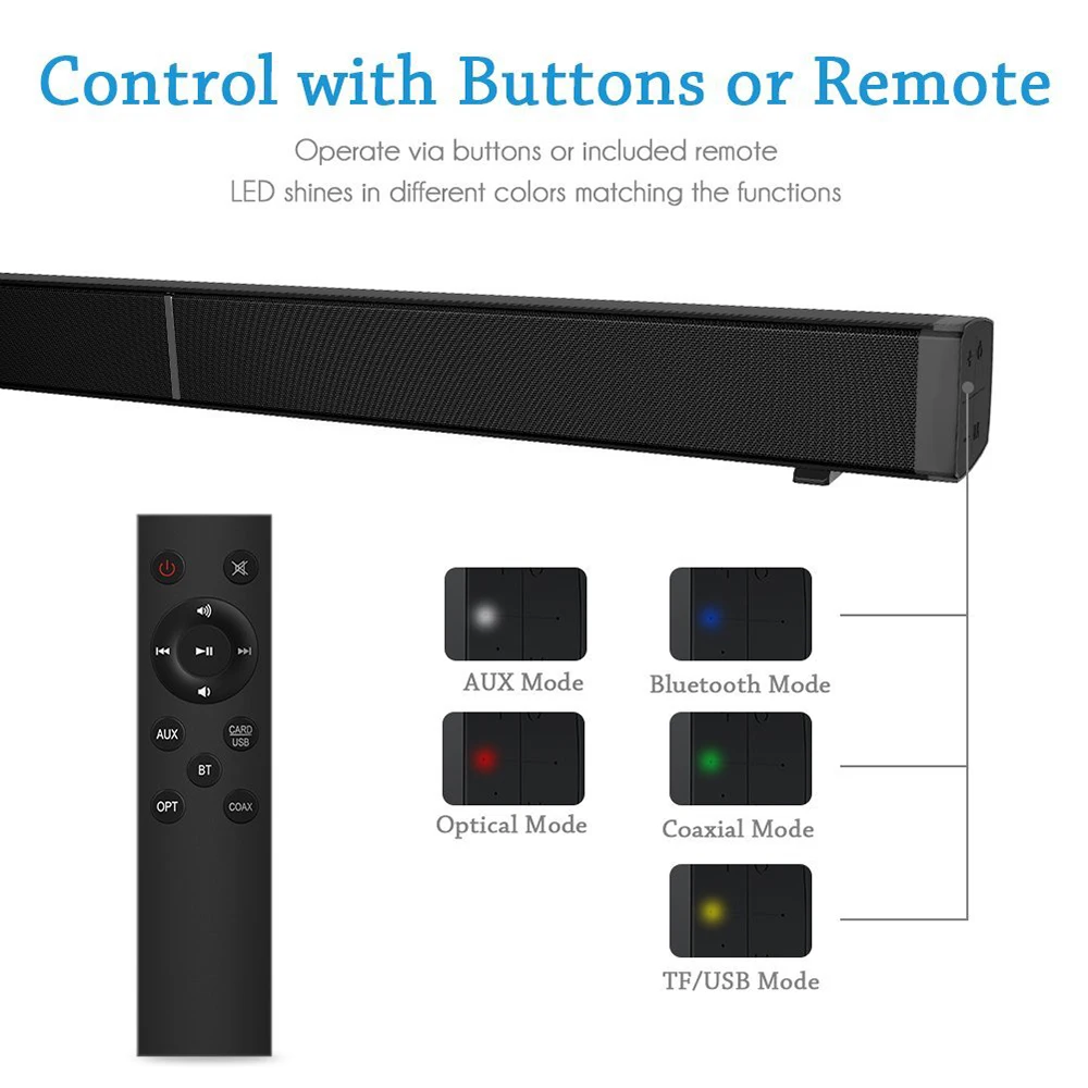 Sago LP09 Bluetooth Speaker Soundbar Wireless Home Theater Loudspeaker Audio Stereo Speaker System with Subwoofer Optical Input