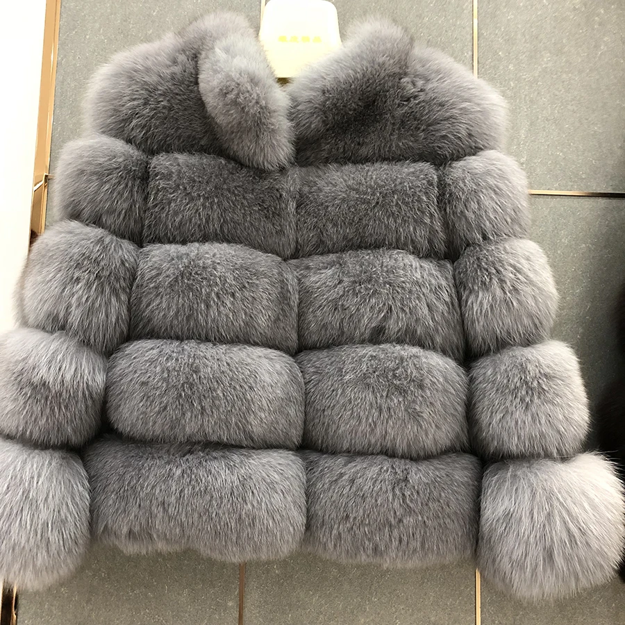 

Real fur coat winter jacket women 2017 fashion natural fox fur coat with fur collar coats Genuine Leather Overcoat
