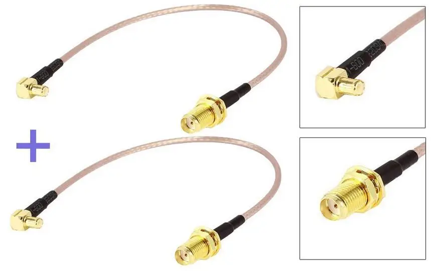 2 шт. RG316 Pigtail SMA Гнездовой разъем к MMCX Мужской коаксиальный кабель правый угол 30