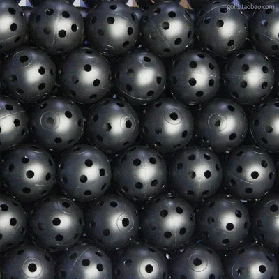 20 шт. 41 мм Пластик мячи для обучения игре в гольф воздушного потока полые с отверстием мячи для гольфа Крытая спортивная подготовка на открытом воздухе мячи для гольфа 9 цветов - Цвет: Черный